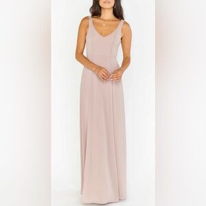 Show Me Your MuMu Soft Beige Chiffon Jenn Maxi Dress Formal Gown
